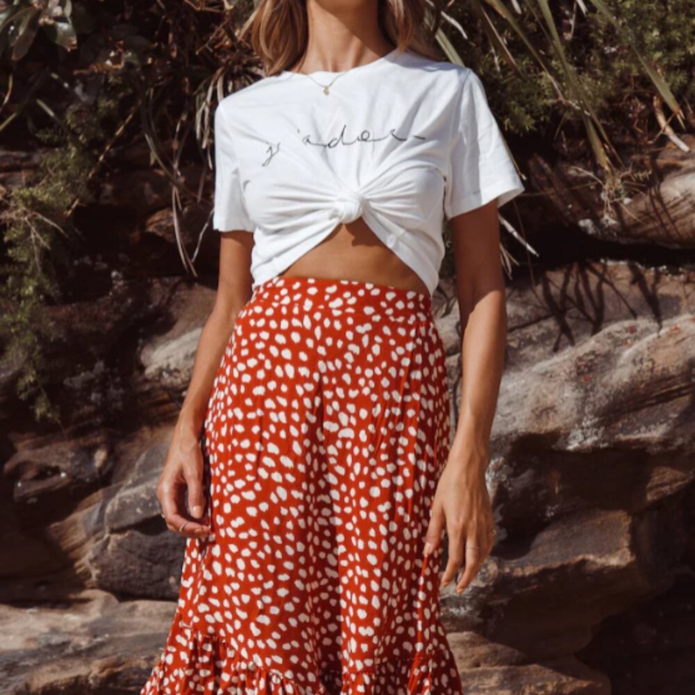 FortunateOne False Alarm Midi Skirt Red - Small